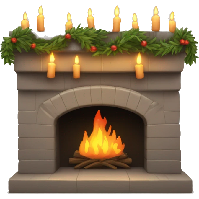 fireplace with garland and candles on top emoji