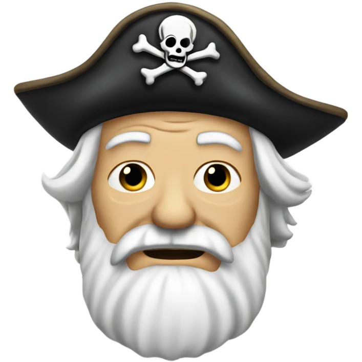 old pirate with white hair and beard, no pirate sign emoji