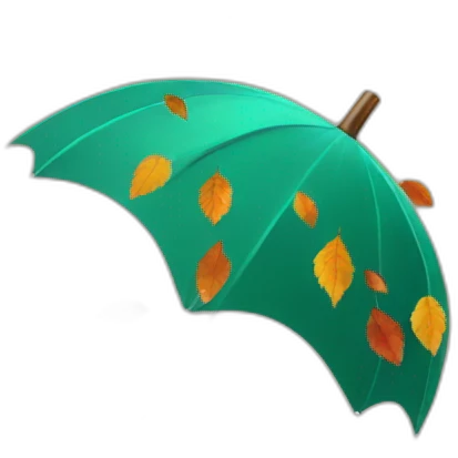 umbrella made of autumn leaves emoji