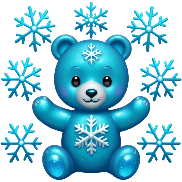 glitter bear with cyan snowflake emoji