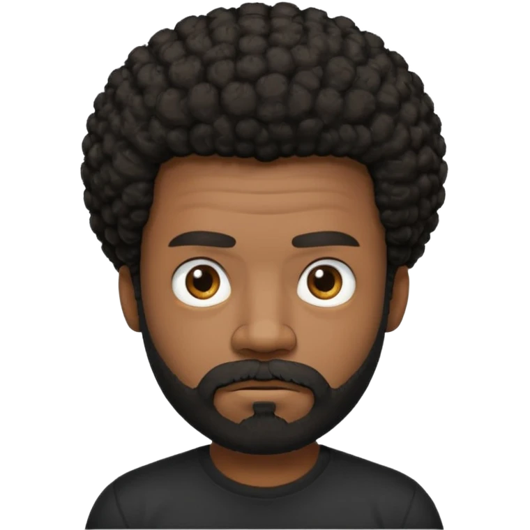 black man with beard, mustache, and short afro frowing wearing a black tee emoji
