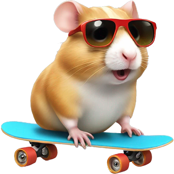 Hamster skating wearing sunglasses emoji