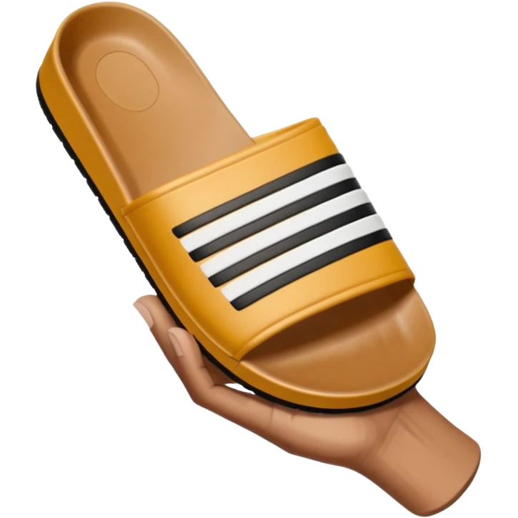 Eine hand die eine Adilette in der hand hat und gerade damit werfen will emoji