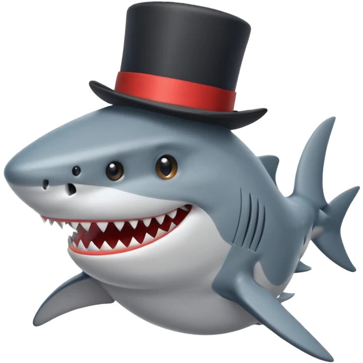 Shark with a top hat emoji