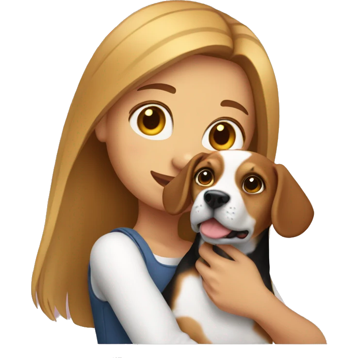 A girl holding a beagle emoji