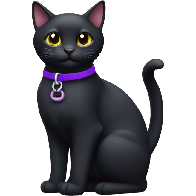 Black cat with a purple leash emoji
