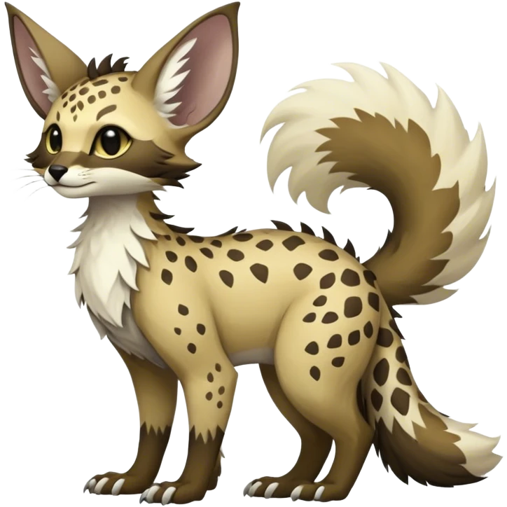 Feral Rare Fantasy Vernid-Trico-species by LiLaiRa, random markings, tufted tail, tufted ears, full body emoji