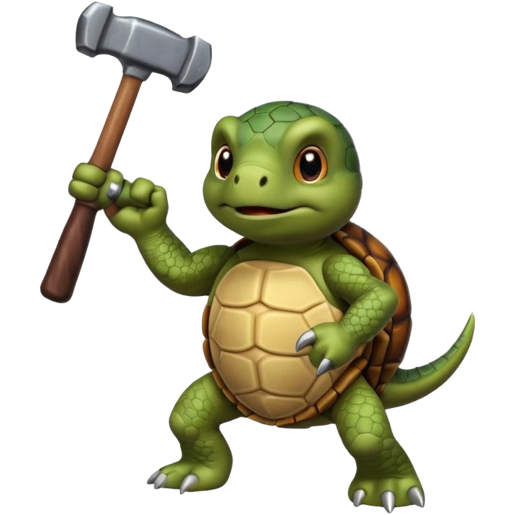 angry turtle hitting with hammer emoji