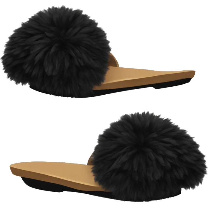 Black slipper with black pompoms emoji