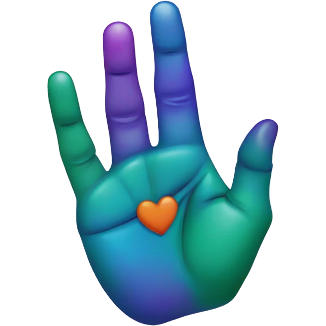 finger heart with green, purple, blue, red, and orange nails emoji