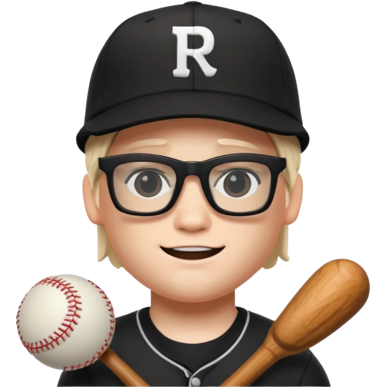 a roblox bacon that has a black baseball hat and has cool black glasses emoji