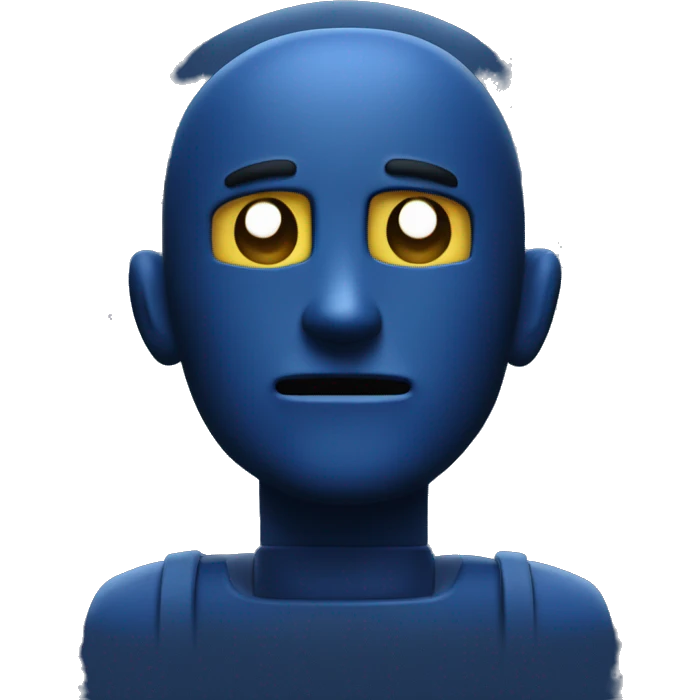 add 'TM' text in dark blue color to the background of the bot emoji emoji