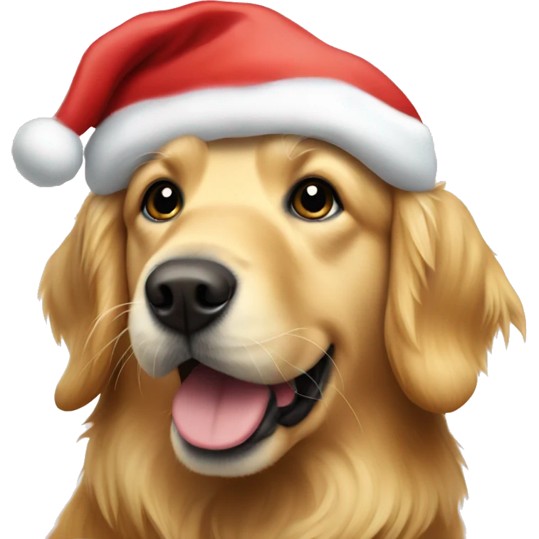 Golden retriever in Santa hat emoji
