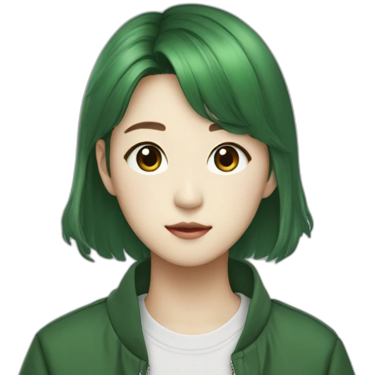 k pop trainee wears forest-green clothes emoji