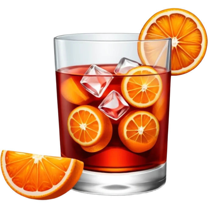 Mach mir einen Negroni Cocktail - wo nur eine Orangenscheibe im Glas zu sehen ist und kein Strohhalm  emoji