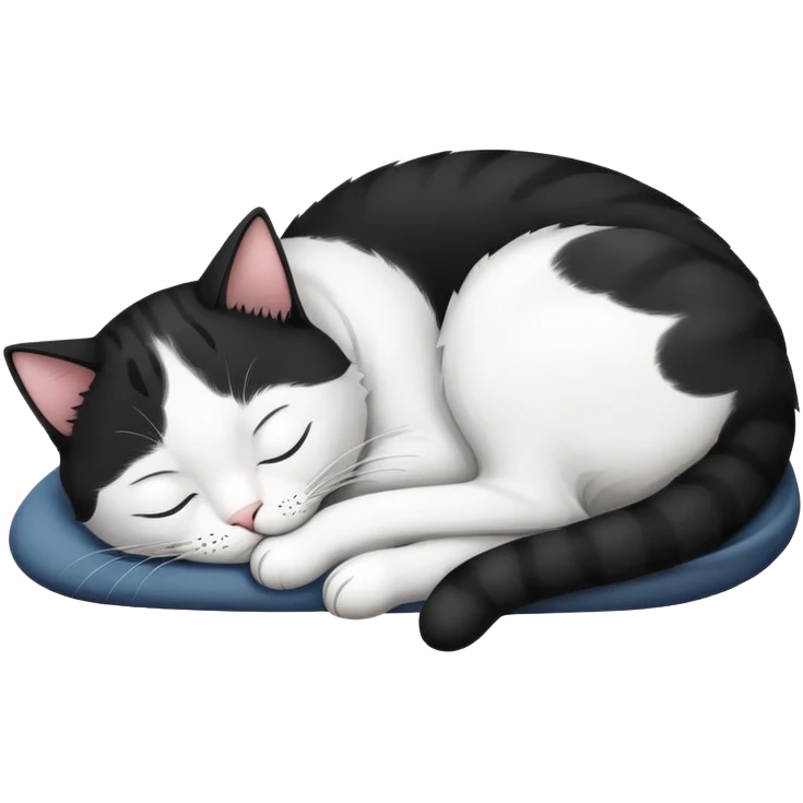 Black and white Devon cat sleeping emoji