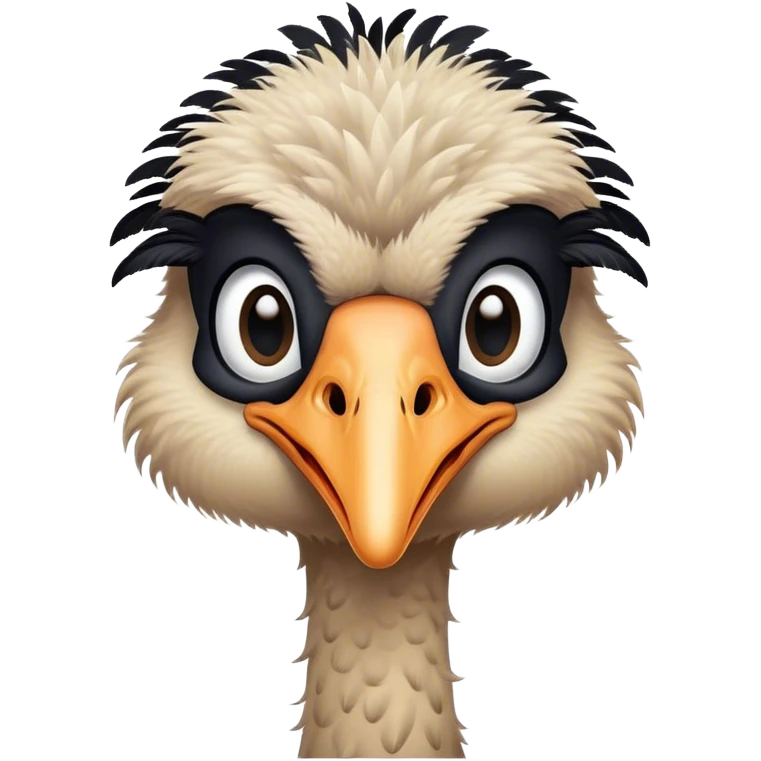 A cute cartoon adult male ostrich with black feathers. emoji