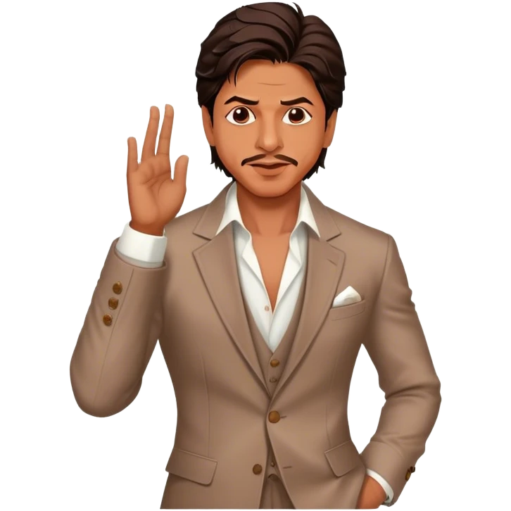 Cinematic Realistic portrait of Shah Rukh Khan, portrayed as a charismatic film star with expressive features and stylish contemporary attire, rendered in rich, dynamic lighting that captures his magnetic presence emoji