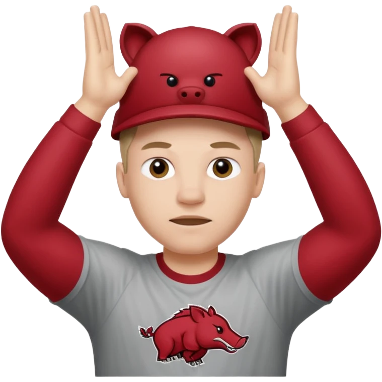 Arkansas razorbacks fan with hands raised over head emoji