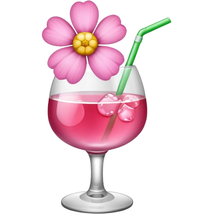 Alcohol drink with pink flower emoji