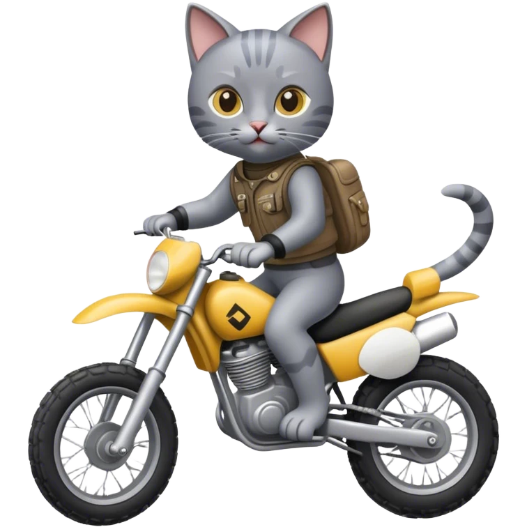 grey cat on a dirtbike  emoji