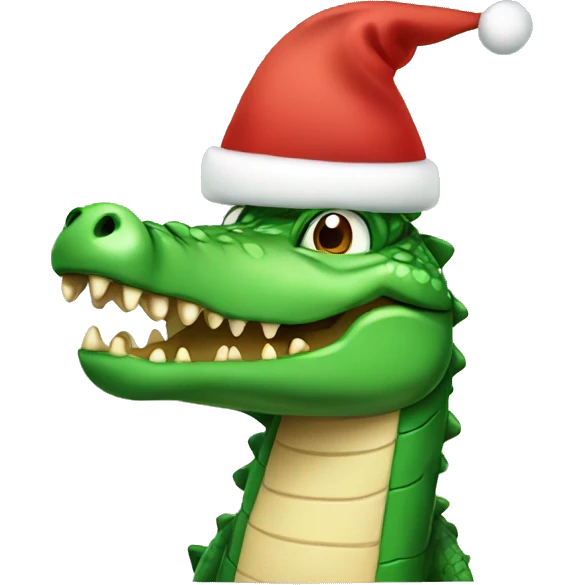 Crocodile with Christmas hat emoji