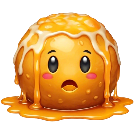 Melting fried cheese ball without face emoji