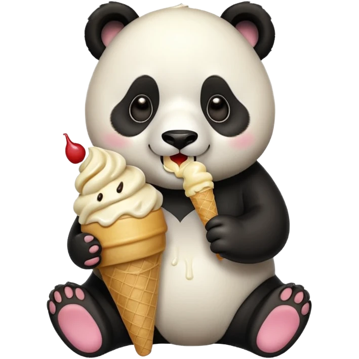 Panda eating ice cream emoji