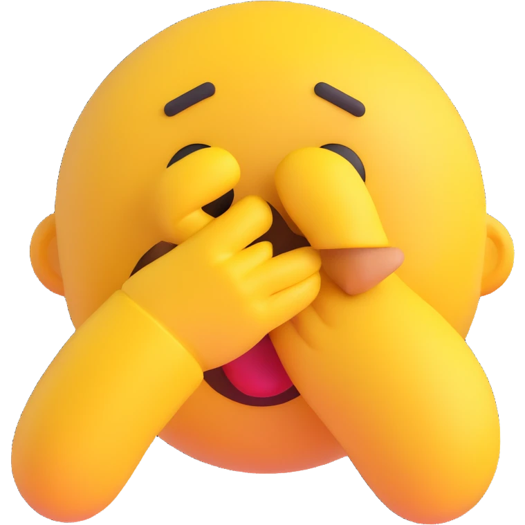 emoji character with a worried face, hand on mouth, as if gasping emoji