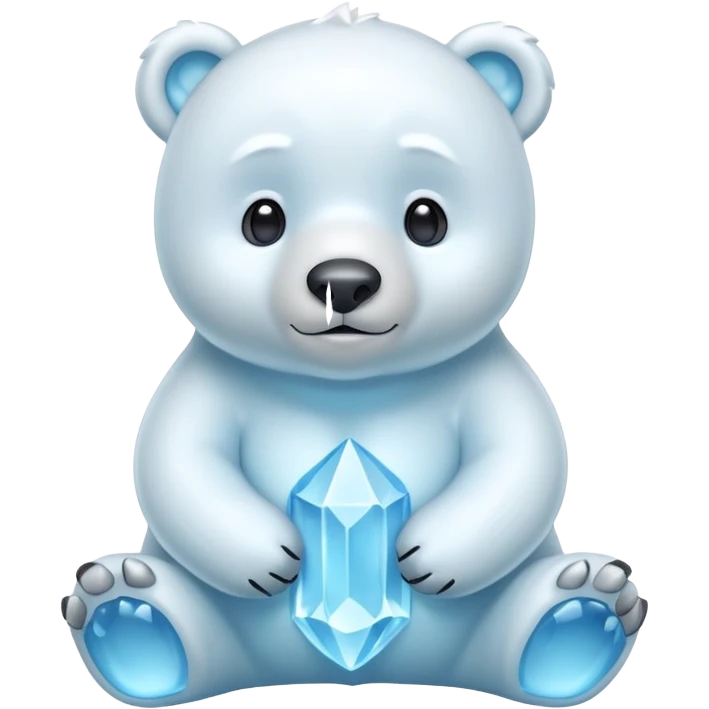 crystal polar bear character, icy crystal body, soft blue glow, cute but powerful, 3D cartoon, mobile game icon style, clean background, no text, no watermark



 emoji