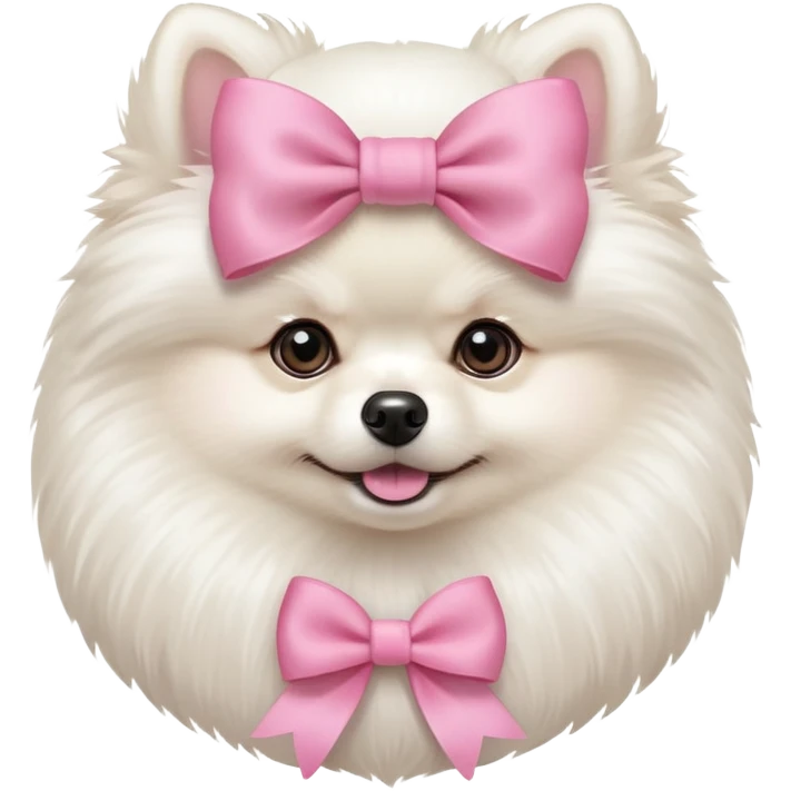 Teacup white Pomeranian with a pink bow  emoji