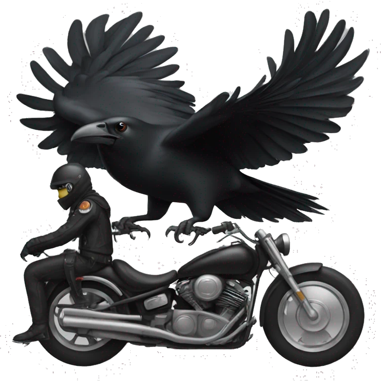 Black crow on the motorcycle  emoji