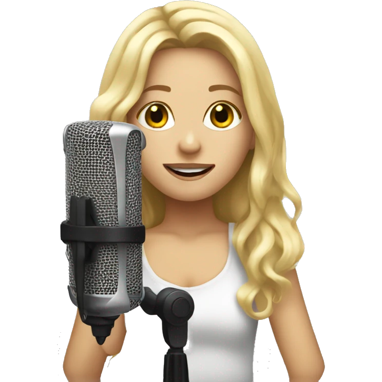 Blonde girl recording a song emoji