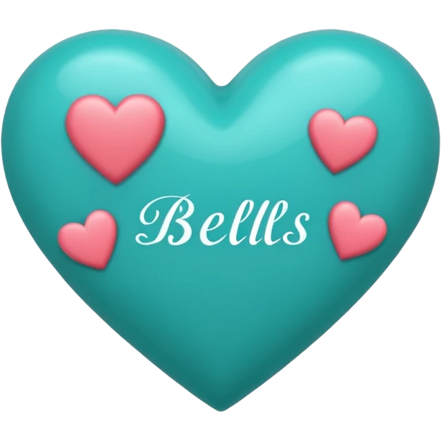 Teal heart with hearts and Belles wording emoji