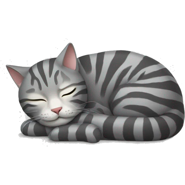 Grey striped cat curled up sleeping emoji