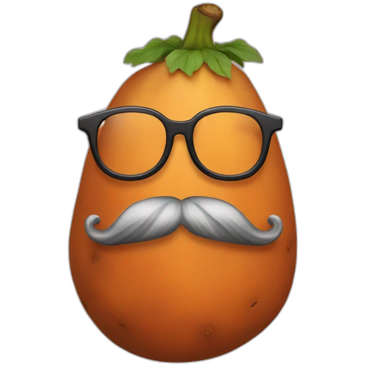 a sweet potato with glasses and a big beard emoji