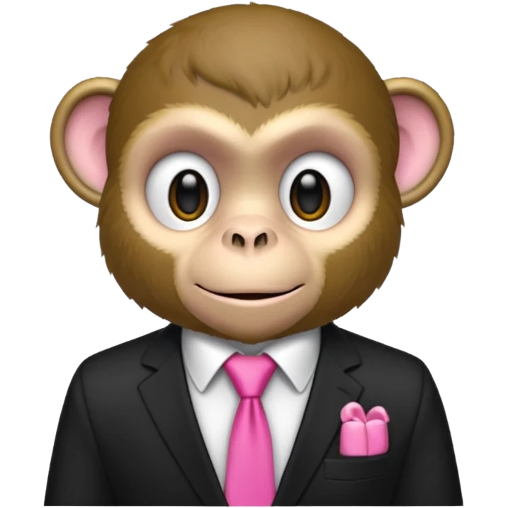  monkey with black shirt,pink tie emoji