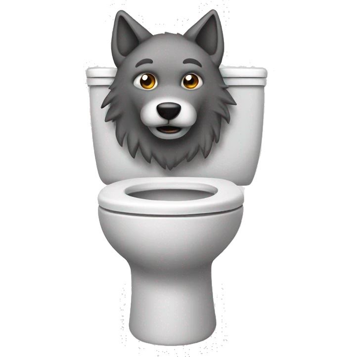 Toilet with a wolf head emoji