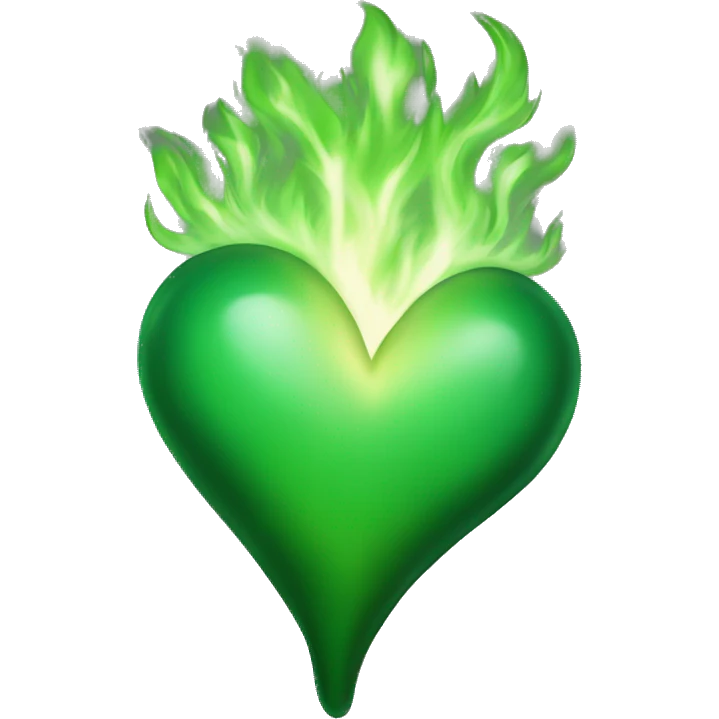 Corazon verde encendido en fuego verde  emoji