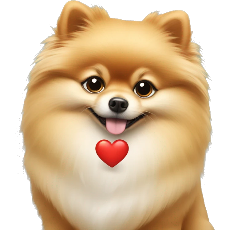 Pomeranian making a heart with the paw emoji