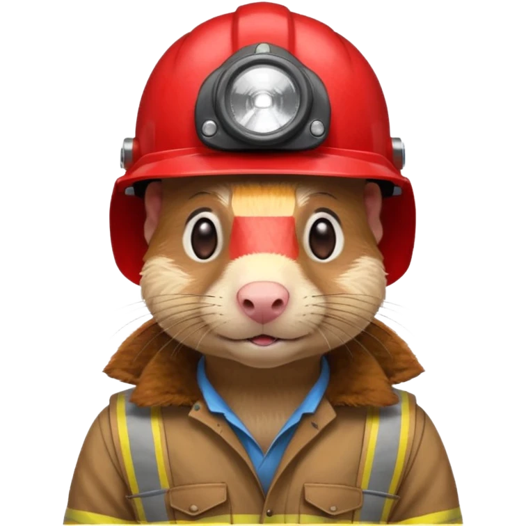 a mole rat, red helmet, headlamp, worker cloth emoji