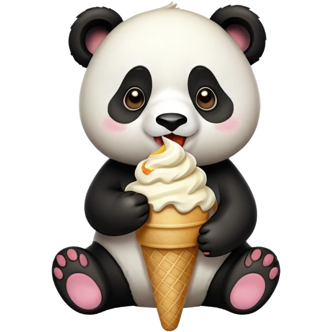 Panda eating ice cream emoji