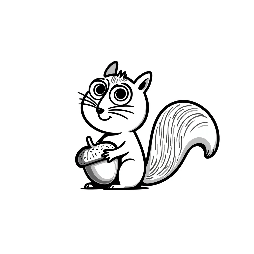 Hand-drawn confused squirrel with spiral eyes and dizzy expression emoji