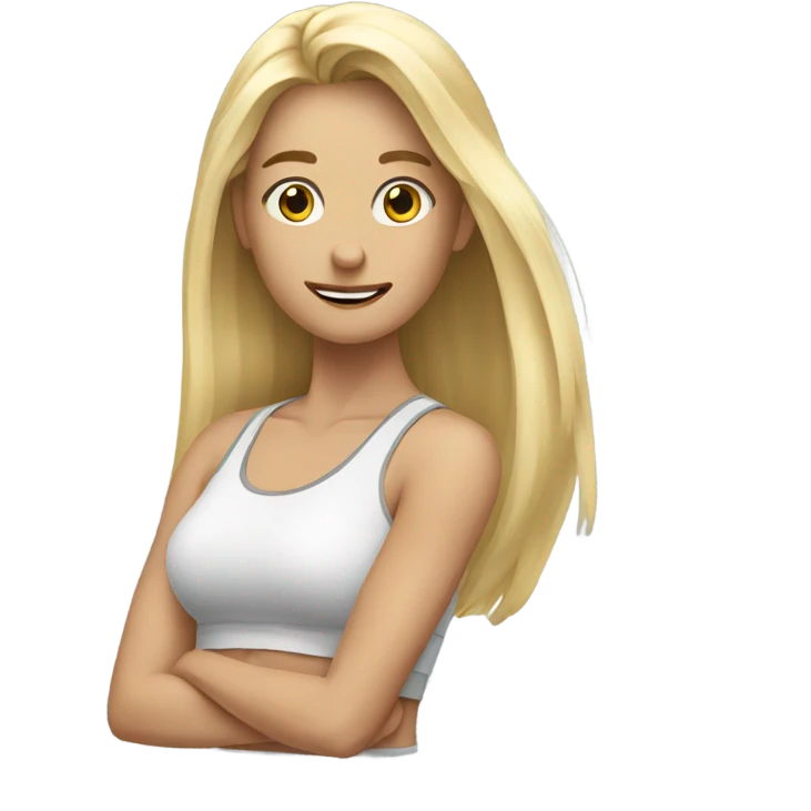 blonde long hair and exercise emoji
