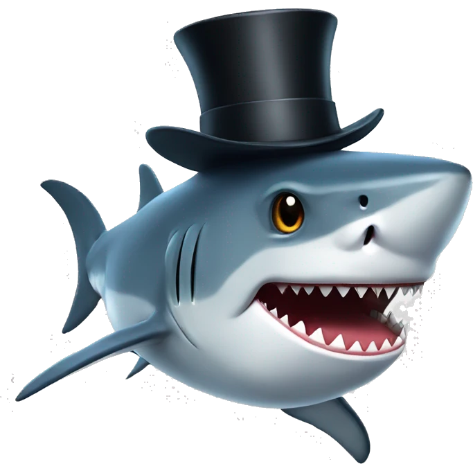 Shark with a top hat emoji