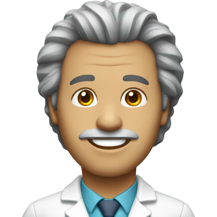 male doctor with wide face, big hair, no facial hair, no glasses, round chin emoji