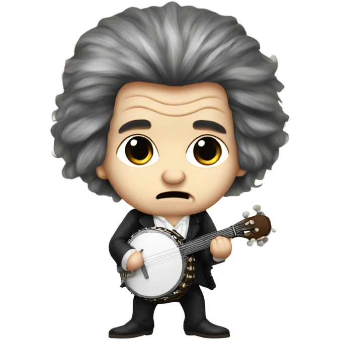 Ludwig Beethoven chibi wig standing old angry 5-string banjo emoji