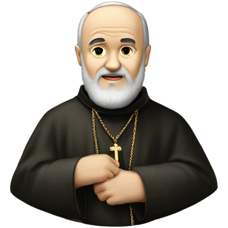 Padre Pio levant les deux avec stigmates paumes ouvertes, visage de padre Pio et chapelet à la main  emoji