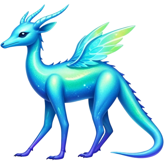 Shiny Exotic Colorful Neon-colored Ethereal Sparkly Amaura-Aurorus-Fakémon-hybrid-creature (full body)  emoji