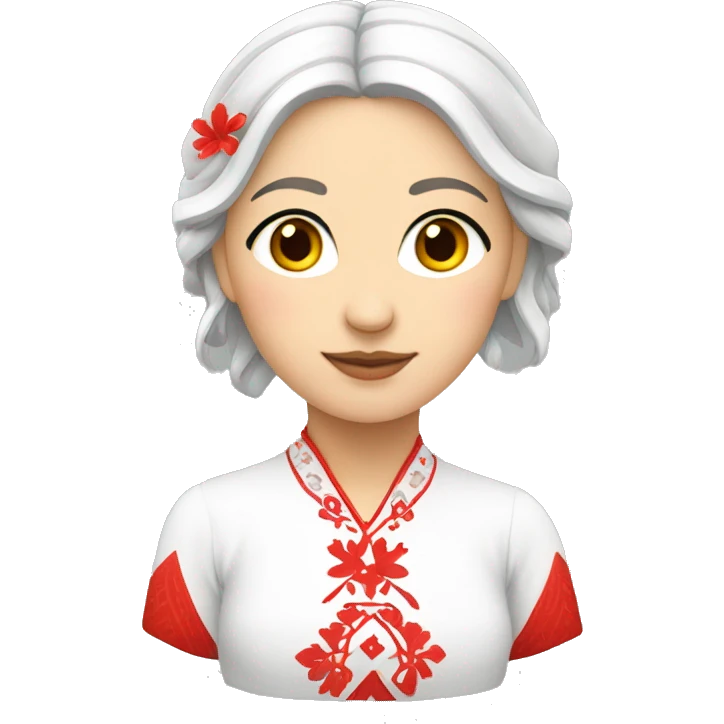 Women vyshyvanka, white with red embodiary emoji